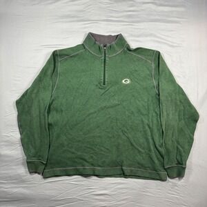 Green Bay Packers Mens XL Green 1/4 Zip Cotton Pullover Sweater Cutter & Buck